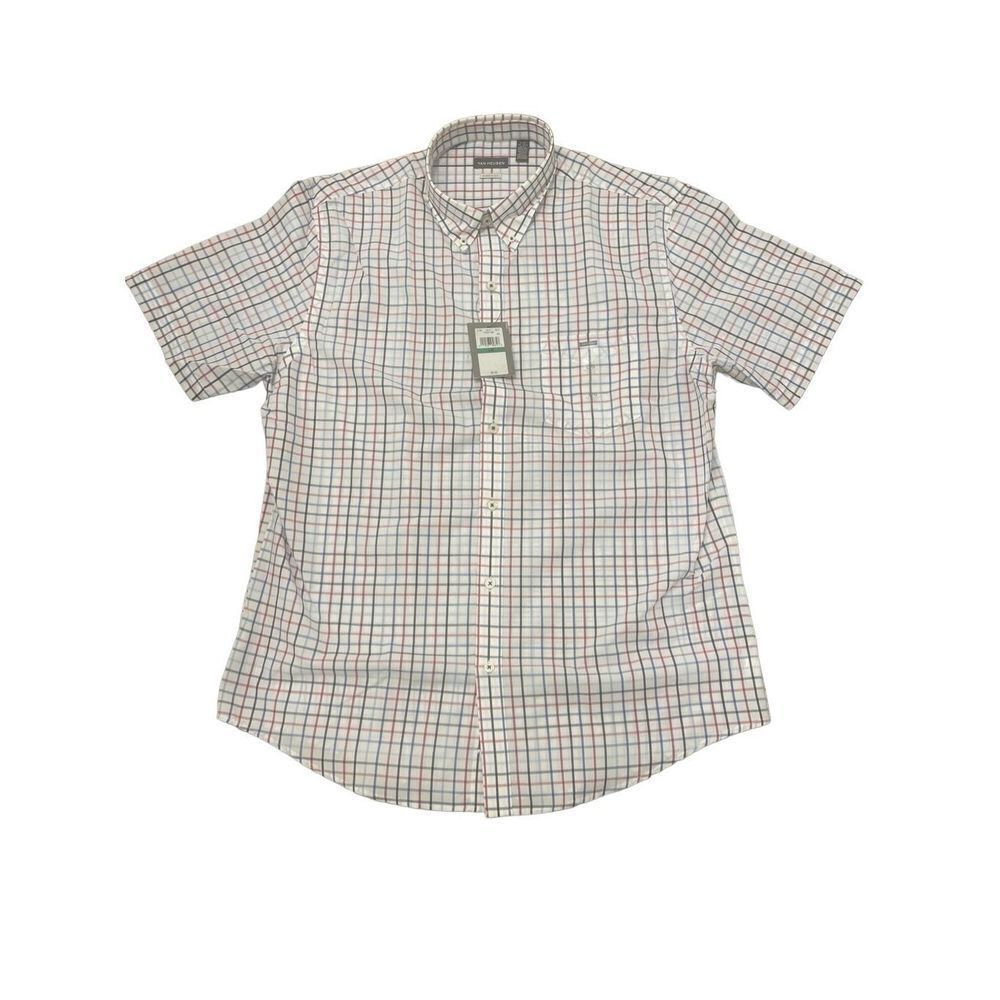 Van Heusen Plaid Short Sleeve Button Down Casual Shirt